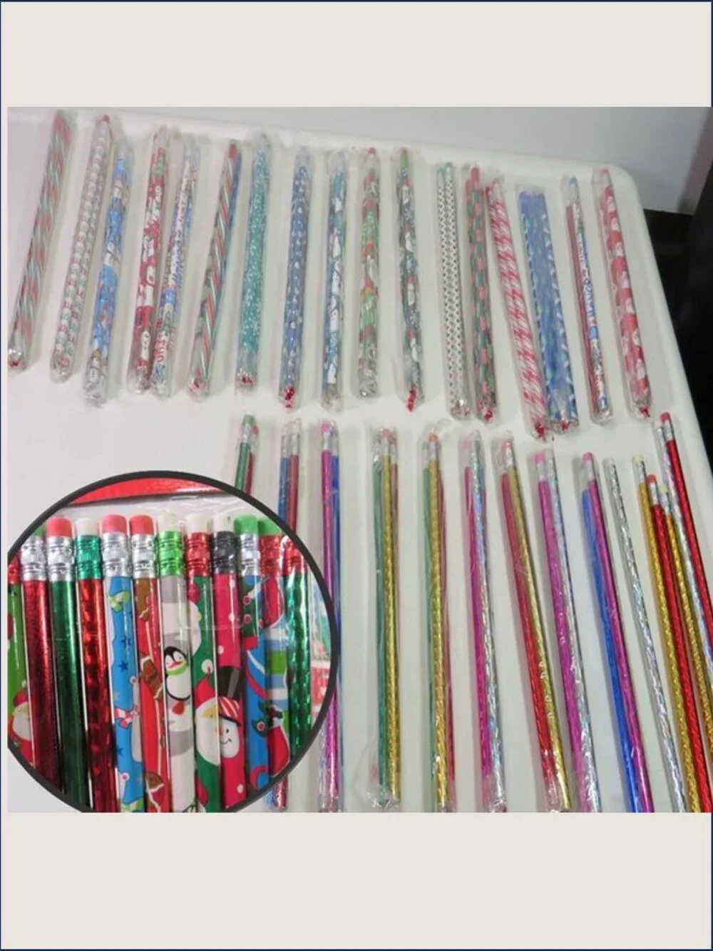 Bulk 84 Christmas Winter Holographic Pencils New Unsharpened Party Favors 3-Pack